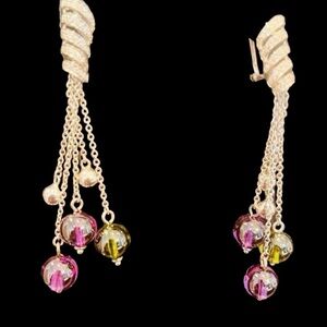 Silver and Crystal Ball Drop pendant Dangling Earrings